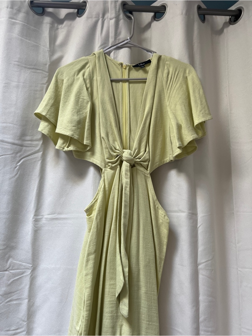 Lulus Tie-Front Pale Lime Green Maxi Dress